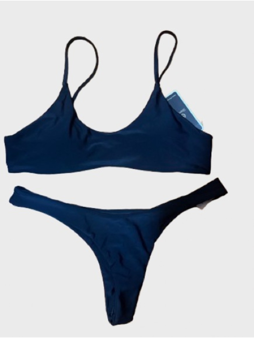 Minimal Scoop Bralette Bikini Set in black